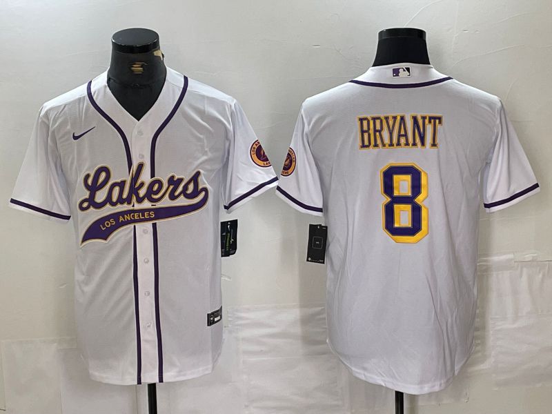 Men Los Angeles Lakers 8 Bryant White Jointly Nike 2024 NBA Jersey style 1